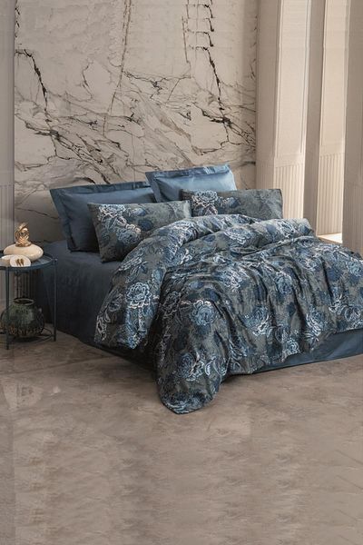 Cotton Box Set Pilomă Dublu Satin Liza Petrol