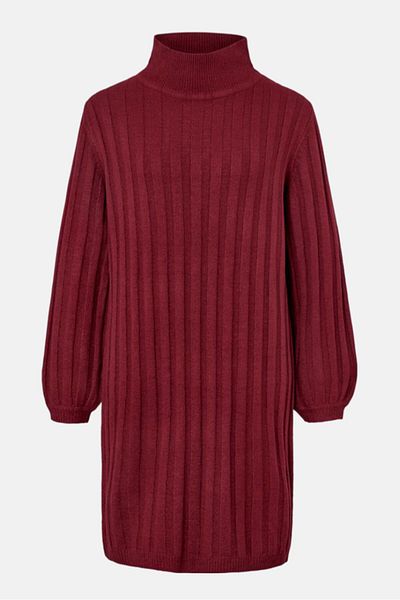 Tchibo Women Textured Sweater Dress, Maroon
