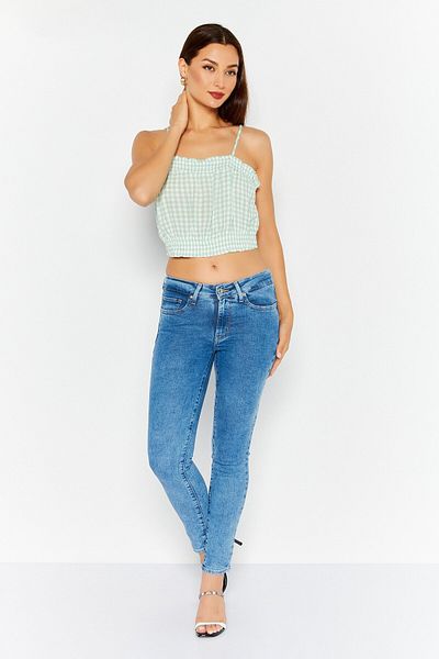 Hippie Rose Women Square Neck Sleeveless Gingham Top, Mint Green