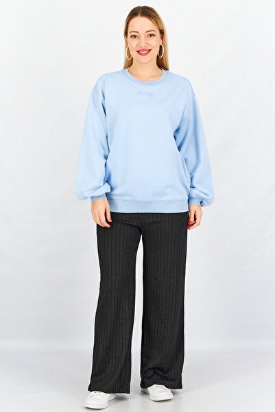 Tchibo Women Crew Neck Graphic Sweatshirt, Blue