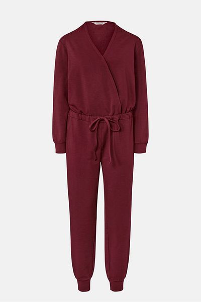 Tchibo Women Plain Long Sleeve Sleepwear Overall, Maroon