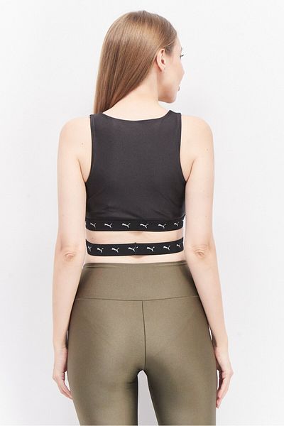 Puma Women Sportswear Fit Sleeveless Textured Training Crop Top, Black