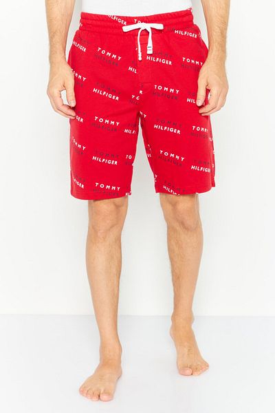 Tommy Hilfiger Men Brand Logo Drawstring Pajama Short, Red Combo