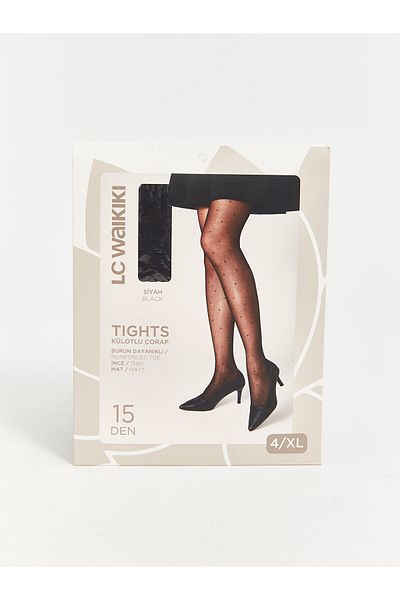 LC Waikiki LCW DREAM Schwarze 15-Denier-Damenstrumpfhose mit Punkten