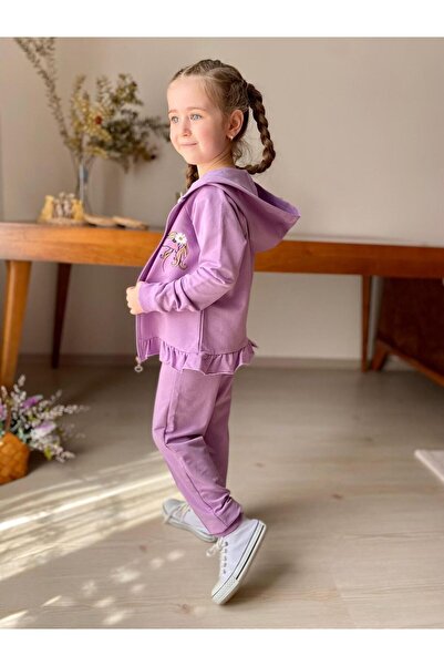Minigimin Cicileri Miniğimin Cicileri Uncrn Hırkalı 3 lü Kız Çocuk Takım - Lila