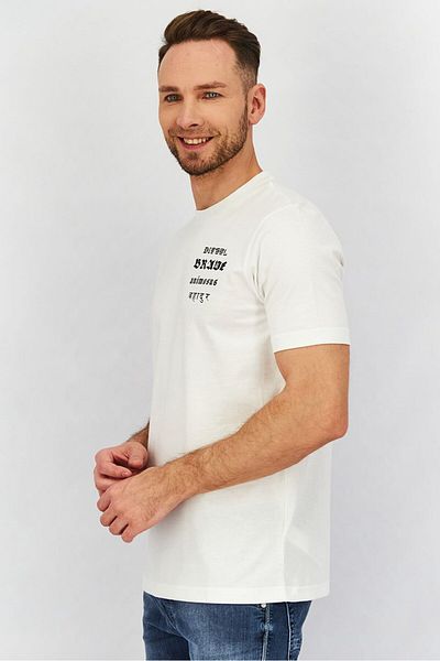 Diesel Men Crew Neck Short Sleeve Graphic Print T-shirt, White