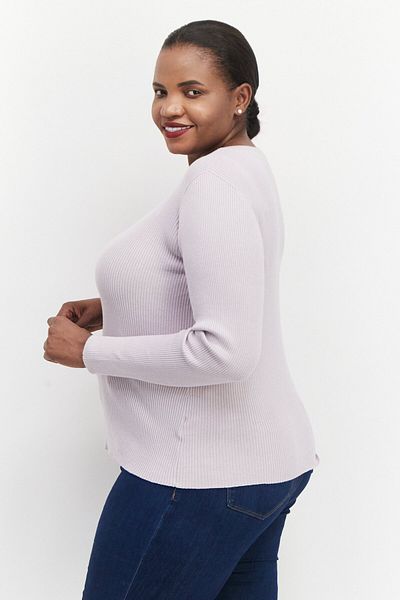 Esprit Women Round Neck Ribbed Long Sleeve Sweater, Lavender