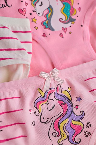 biyokids Pachet de 5 chiloți cu model unicorn pentru fete, multicolori