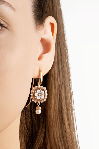 So CHIC... Cameo Italiano 18 Ayar Rose Altın Kaplama Gümüş Tasarım Küpe