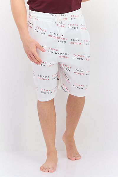 Tommy Hilfiger Men Allover Print Drawstring Pajama Shorts, White