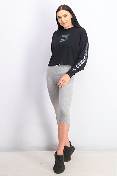 Puma Women Evide Crew,Neck Long Sleeves Crop Sweatshirt, Black