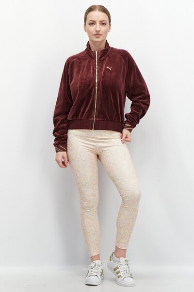 Puma Women Brand Logo Sports Jacket, Maroon