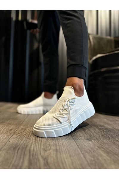Knack Pantofi casual albi cu talpă înaltă - 1025