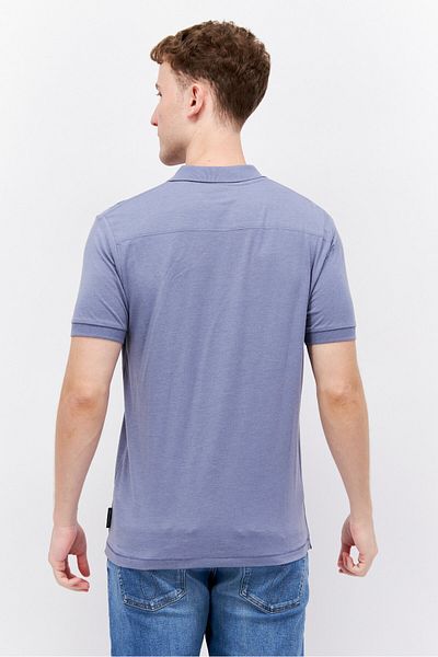 French Connection Men 3 Pack Regular Fit Brand Logo Short Sleeve Polo Shirt, Blue