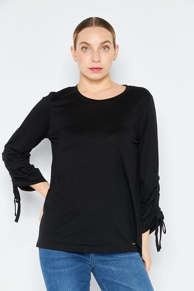 Michael Kors Women Crew Neck Long Sleeve Solid Top, Black