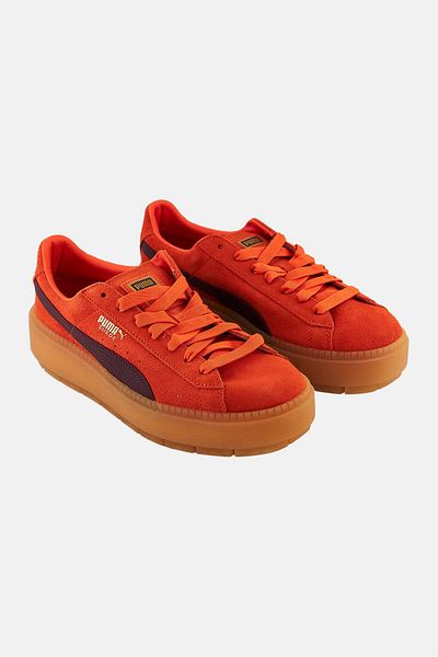 Puma Women Platform Trace Block Lace Up Training Shoes, Orange