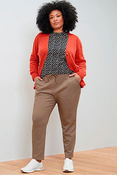 Tchibo Women Regular Fit Wide Leg Heather Sweat Pants, Tan