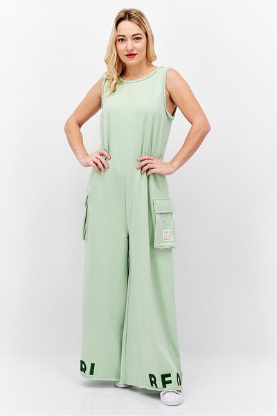 Tribe of 6 Women Brand Logo Sleeveless Jumpsuit, Green
