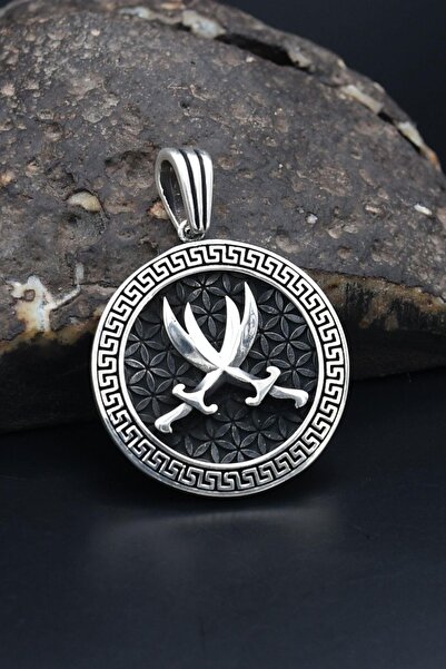 Prestige Kolye Ucu Hz. Ali ( Zülfikar Kılıcı ) Grek Desenli 925 Ayar Gümüş 90...