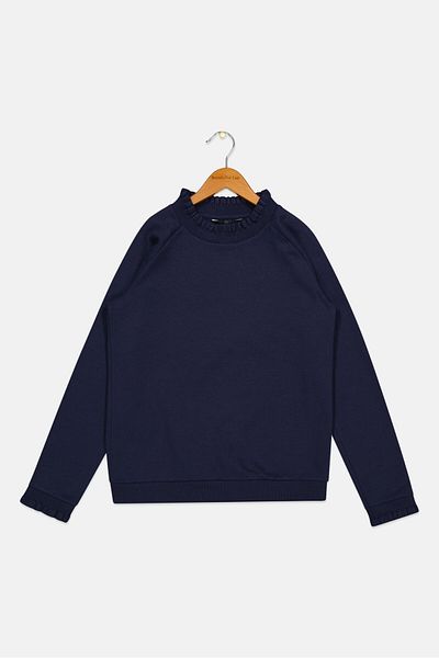 Tchibo Kids Girl Long Sleeve Textured Sweatshirt, Navy Blue