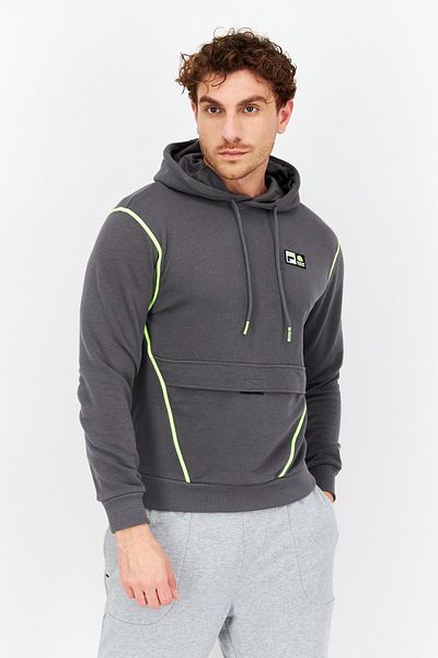 Fila Men Oversized Fit Long Sleeves Outdoor Hooded Sweatshirt, Grey