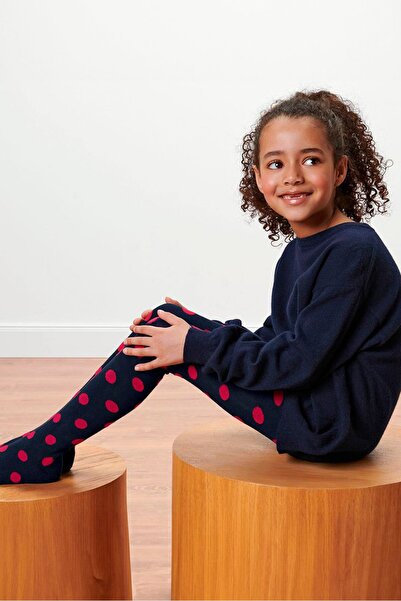 Tchibo Kids Girl 2 Pack Textured Tights, Navy