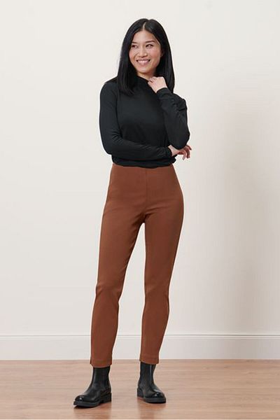 Tchibo Women Stretch Fit Plain Dress Pants, Brown