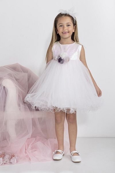 MİNİMONY Miniminy 5-10 Years Pink Sequin Κοριτσίστικο φόρεμα - Νυφικό 5003
