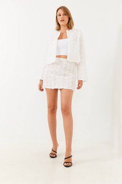 Bianco Lucci Fusta mini cu textura florală pentru femei MBMS027 60501027