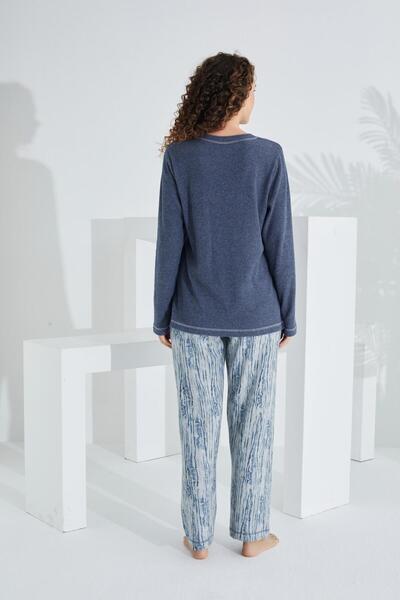 Etoile %100 Pamuk Deve Tüyü Kumaş Uzun Kol  Kadın Pijama Takımı 98404