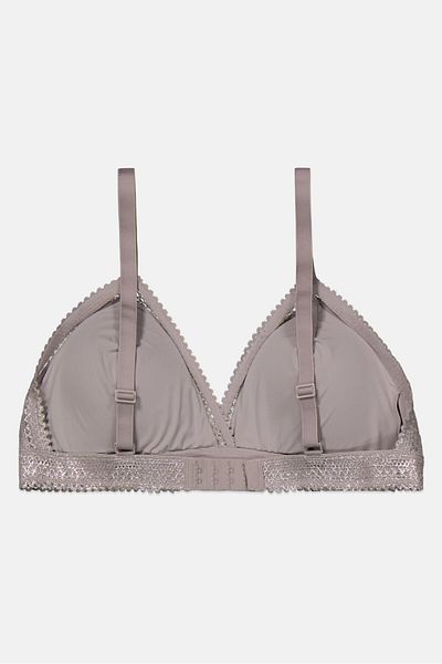 Etam Women Padded Textured Triangle Bra, Grey