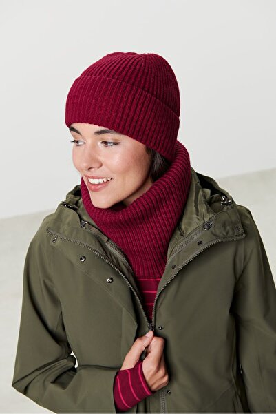 Tchibo Women Knitted Tube Scarf, Maroon