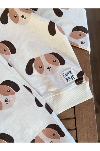 Baby Babyaden Hooded Dog Printed with Pockets No Roster Seasonal Cotton Boy's Tracksuit Suit