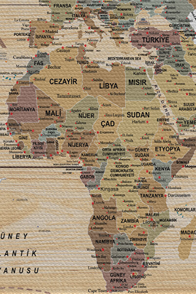 N NOXXO Wall Cloth / Carpet Current Turkish World Map Wooden Look-3984