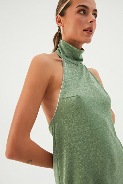 Sandshaped STEREA TURTLENECK MAXI DRESS GRASSHOPPER