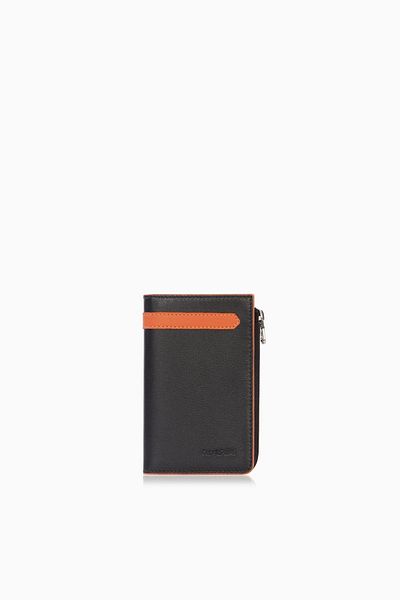 CENGİZ PAKEL Cengiz Pakel Genuine Leather Zippered Card Holder – 2512Ds - Black/Tile