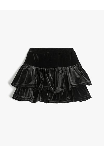 Koton Layered Frilly Velvet Skirt