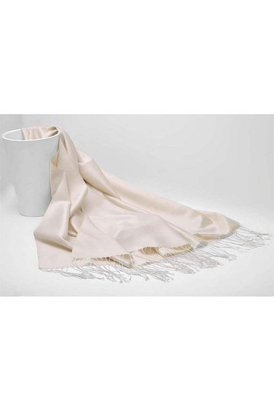 ARMANDA 100% Silk Shawl - Cream