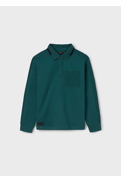 MAYORAL Tricou cu mânecă lungă cu gât polo verde pentru băiat 7105