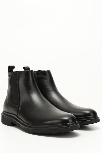 GÖNDERİ(R) Men's Black Zippered Genuine Leather Chelsea Boots