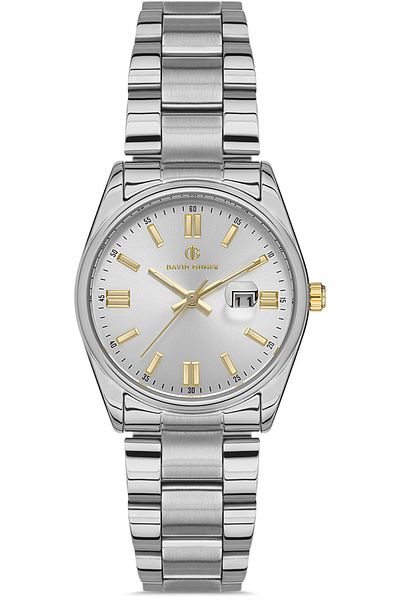 DAVID GUNER Silver Coated White Dial Women's Watch Dg-8391La-A1
