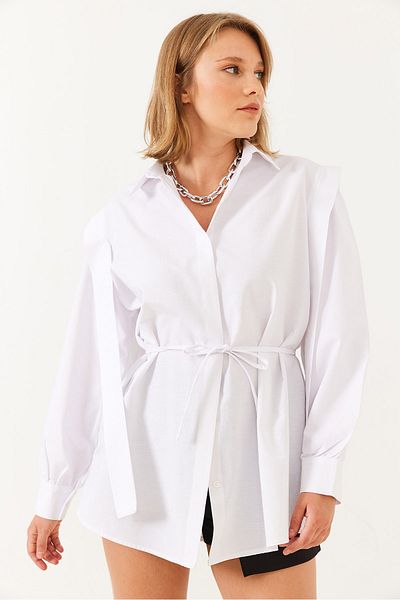 Bianco Lucci Women's Rope Tie Design Shirt 60701001