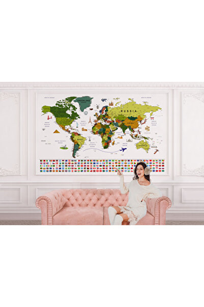 Flagged World Map Wallpaper English Educational And Detailed