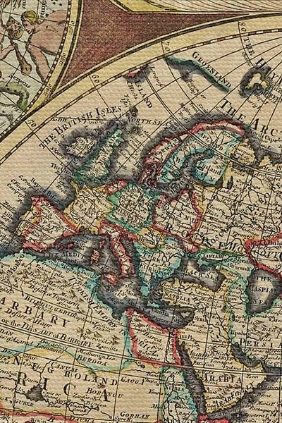 GLOBELUX Wintage World Map Patterned Quality Canvas Wall Carpet - 4060