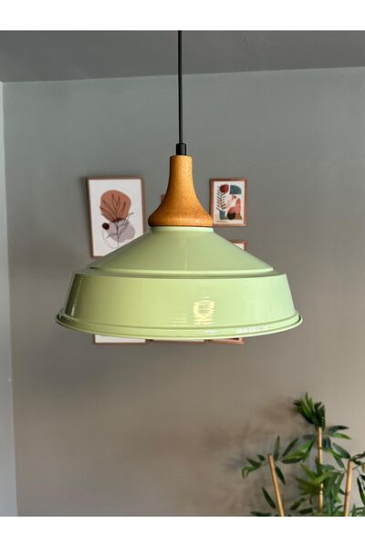 Bamyum Mint Ahşap Ters Mantar Kafa Tekli Avize Retro Sarkıt Ofis Showroom Salon Mutfak Avizeleri
