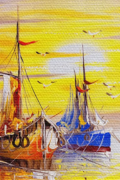 TAKI DERYASI غطاء حائط على شكل مركب شراعي في البحر، لوحة زيتية، سجادة حائط من القماش-3997