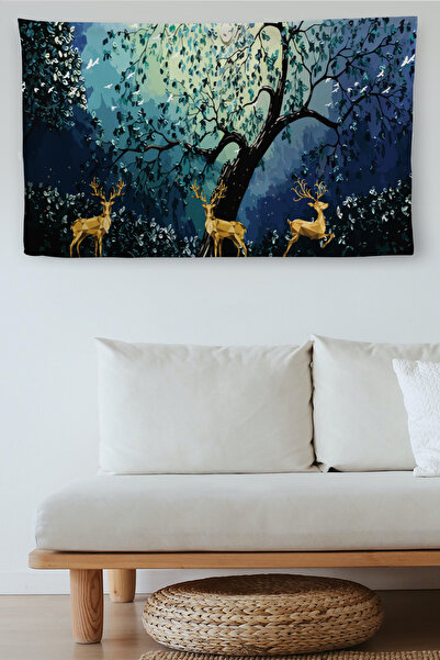 N NOXXO سجادة حائط قماشية عالية الجودة مع ضوء القمر ومناظر الغابات-4036