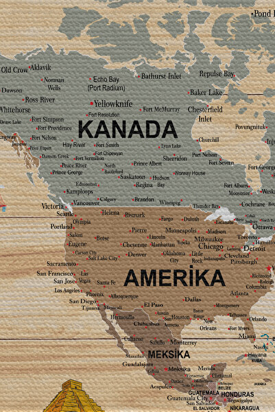 N NOXXO Wall Cloth / Carpet Current Turkish World Map Wooden Look-3984