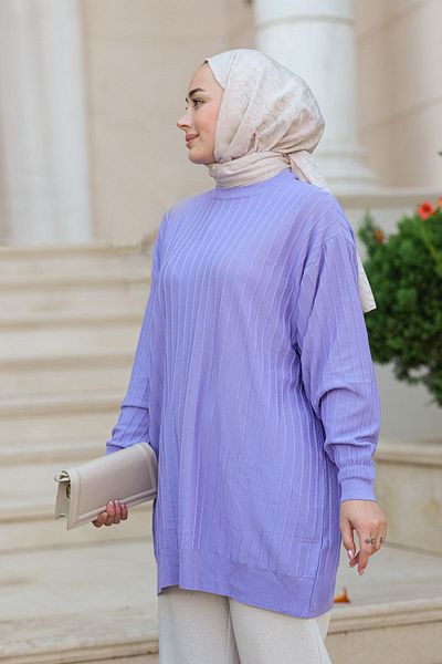 LOCCO Purple Crew Neck Tunic