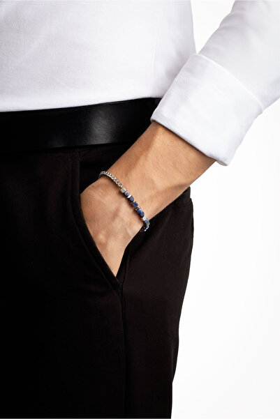 So CHIC... Sodalit Taşlı 21 Cm Çelik Zincir Erkek Bileklik